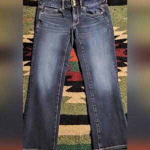 American Eagle Womens Size 4 Artist Crop Denim Jeans Capri Length Boho Western